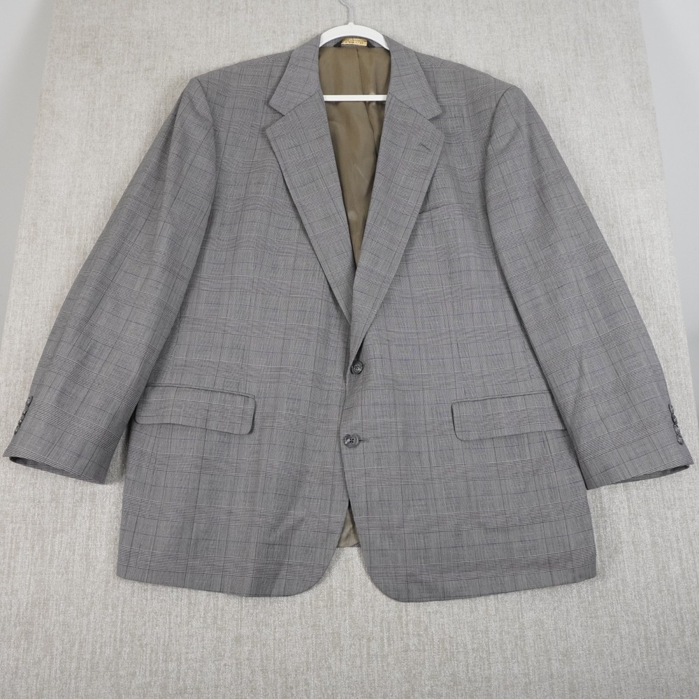 Tom James Executive Collection Mens Plaid Blazer Suit Jacket Sport Coat 50R
